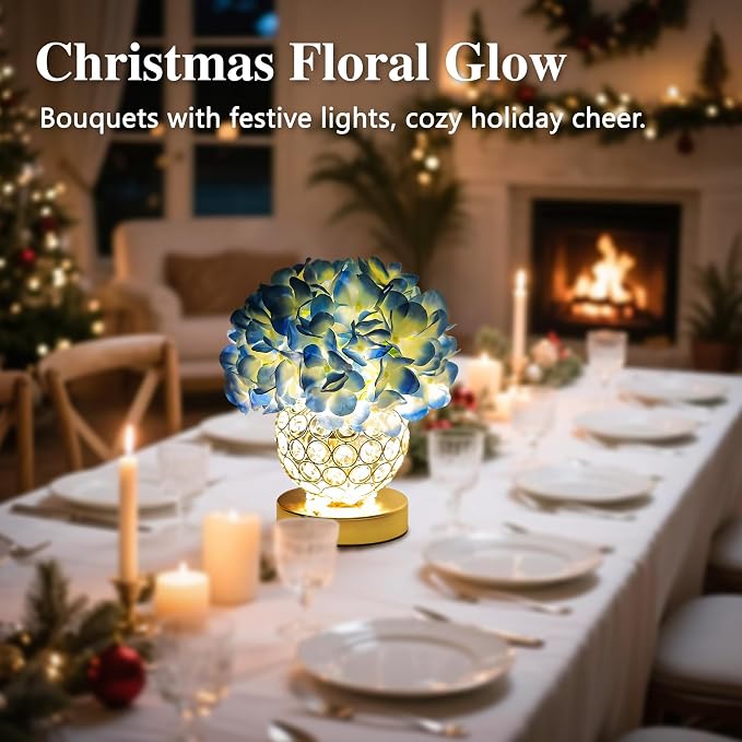 3 Color Artificial Blue Hydrangea Flower Lamp Night Light Desk Lamp - Image 8