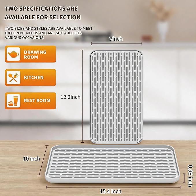 Plastics Drain Tray, Cup & Dish Drying Rack, Drain Board 2 Tier Non Slip - Image 2