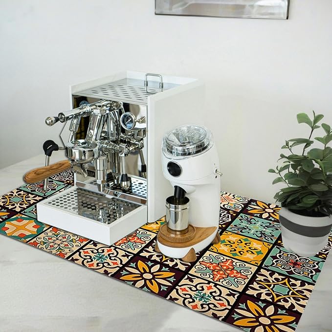 Mandala Boho Dish Drying Mats For Kitchen Counter Dryer Coffee Maker Bar Mat by CAPASIN