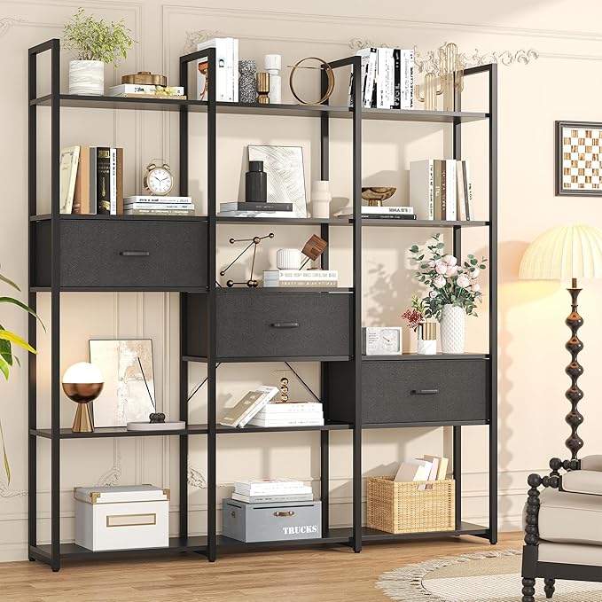 Triple Wide 6 Tiers Industrial Book shelf by Semoic
