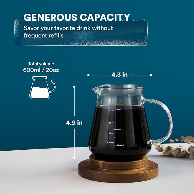 Glass Range Coffee Server For Pour Over Coffee & Tea - 600ml/20oz Ovalware - Image 2