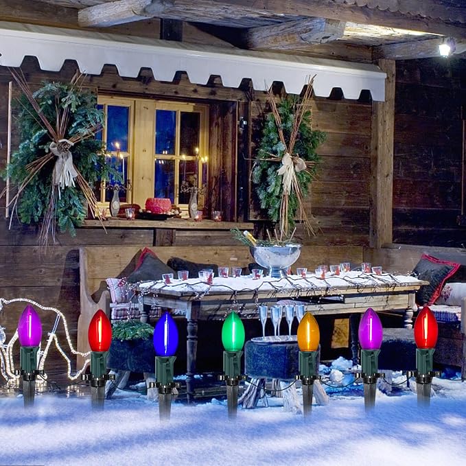 C9 Led Christmas Pathway Light Outdoor, 38FT Christmas Marker Stake Lights - Image 7