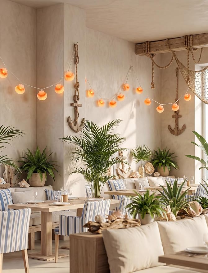 SUNSGNE 8.5FT LED Summer Seashell String Lights, 10 Textured Translucent Shell - Image 8