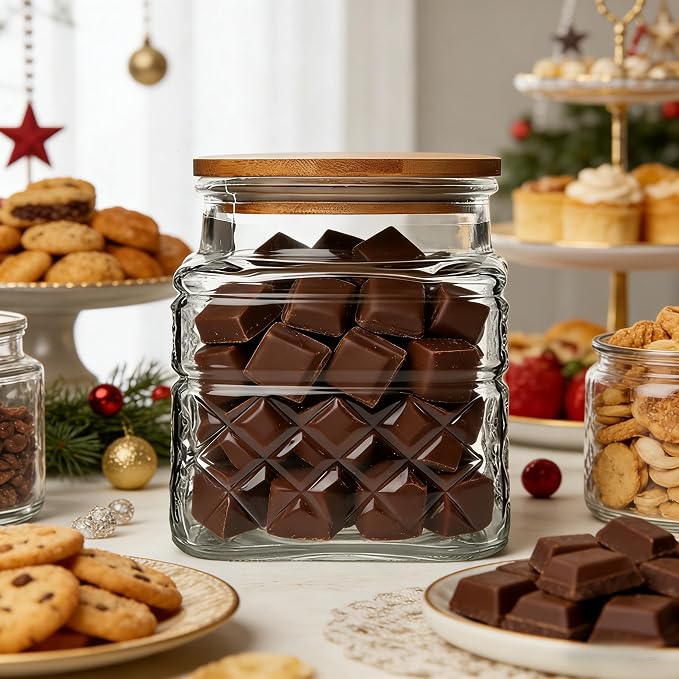Glass Storage Canister with Airtight Lids, 20.3 FL OZ Thick Glass Candy Jar - Image 3