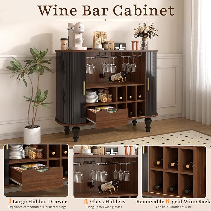 Merax 39" Coffee & Liquor Bar Cabinet - Image 3