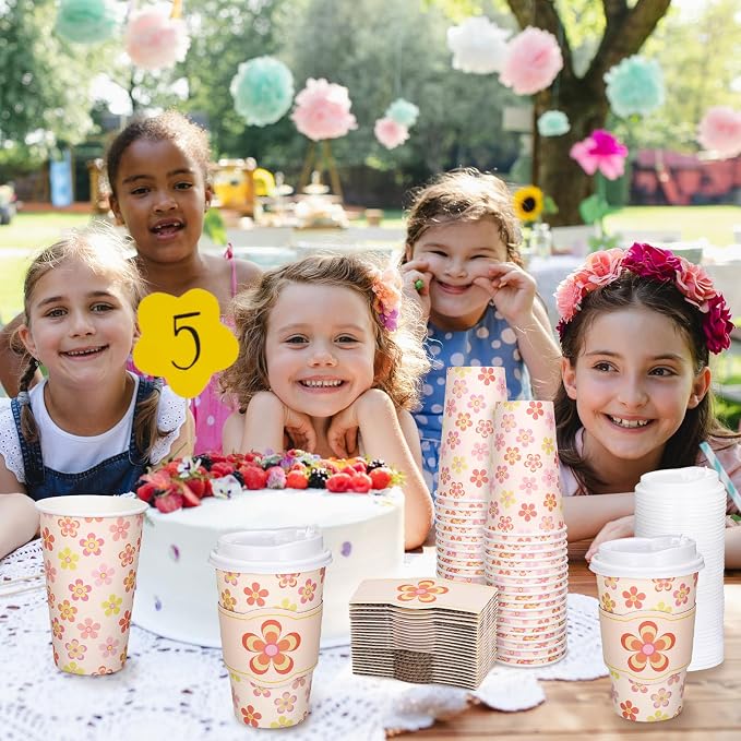 Whaline 50 Pcs Spring Summer Daisy Disposable Paper Cups - Image 6