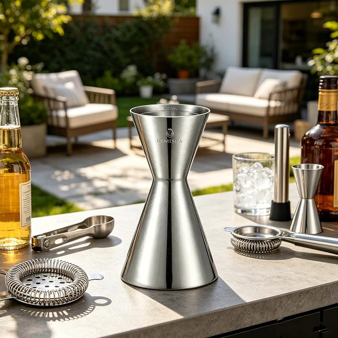 Homestia Stainless Steel Double Jigger, 1 oz to 2 oz Cocktail Measuring Cup - Image 7