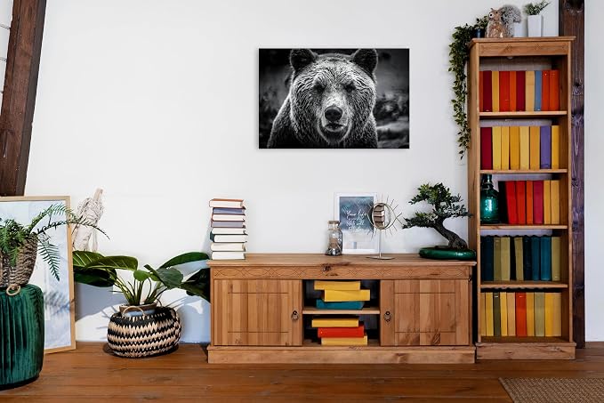 Bear Wall Art Black and White Wildlife Animal Picture Wall Decor Natural Bears - Image 2