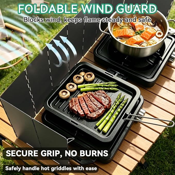 2 Burner Camp Stove 24000 BTU, Portable Propane Camping Stove - Image 3