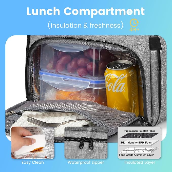 RUCYEN Lunch Backpack, Insulated Cooler Backpack Lunch Box - Image 4