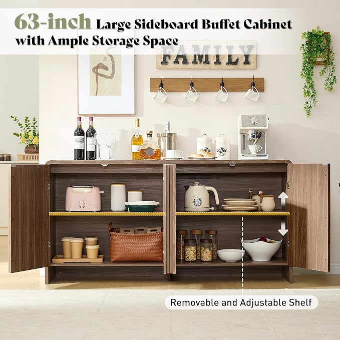 AMERLIFE 63" Fluted Sideboard Buffet Cabinet - Image 3