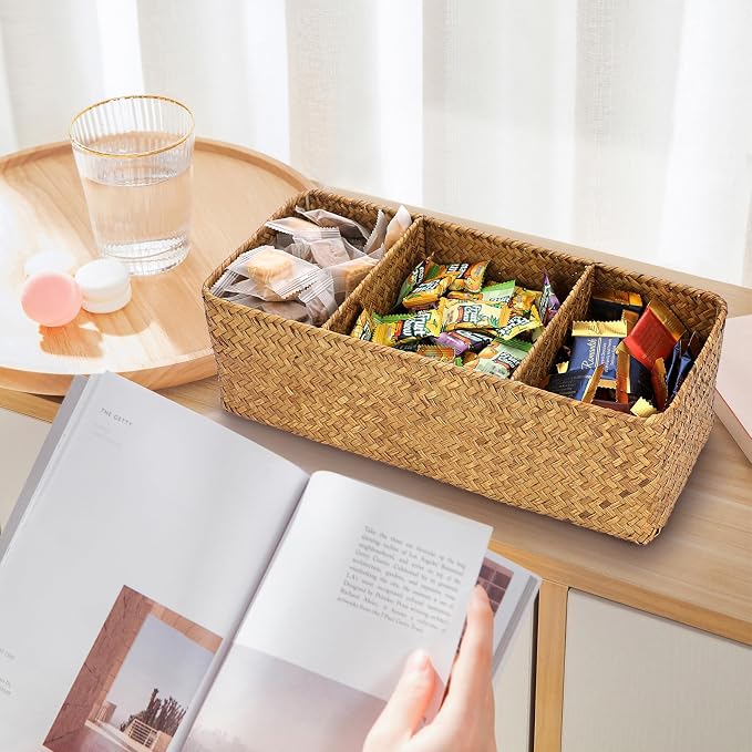 ELLDOO Woven Seagrass Wicker Rattan Storage Basket, Large Capacity Coffee Pod - Image 9