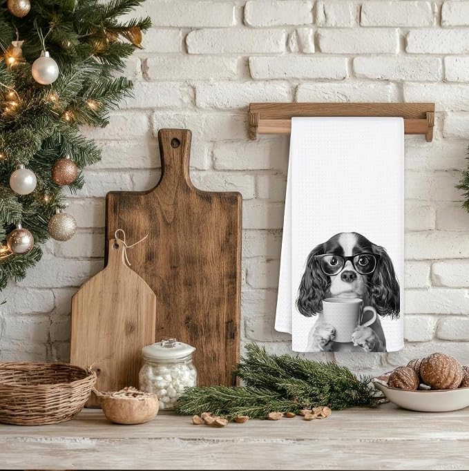 Funny Coffee Cavalier King Kitchen Towels, Cavalier King Charles Spaniel Gifts - Image 4