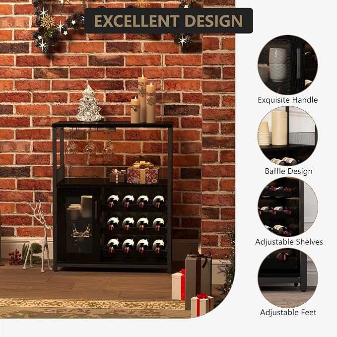 Jojoka 3 Tier Wine Bar Cabinet - Image 4