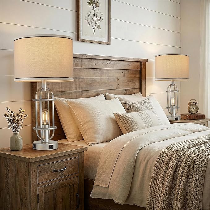 Reaketon Table Lamps for Living Room Set of 2, 22.3" Farmhouse Lamps for - Image 5