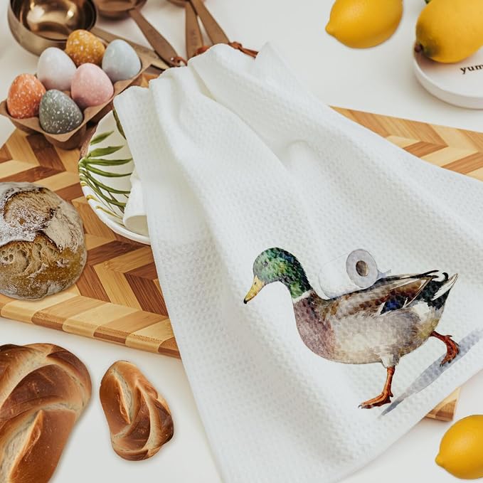 Funny Mallard Duck Bathroom Hand Towels, Mallard Duck Lover Gifts, Humor Ducks - Image 3
