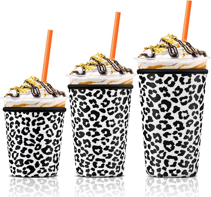 Iced Coffee Cup Sleeve for Large Sized Cups, Reusable Neoprene Iced Coffee Cup by KPX