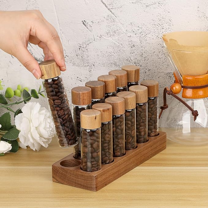 JUXYES Set of 12 Single Dose Coffee Bean Storage Tubes - Image 7