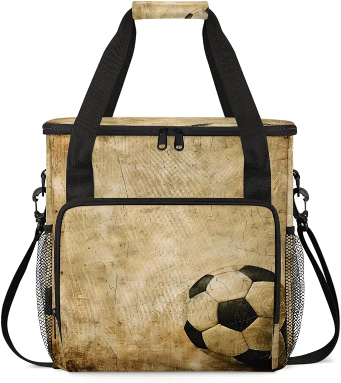 Vintage Soccer Coffee Maker Carring Bag, Large Insulated Storage Organizer Case by Home