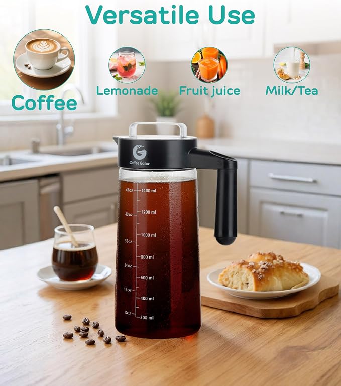 Coffee Gator Cold Brew Coffee Maker - 47 oz Iced Tea and Iced Coffee Maker and - Image 12