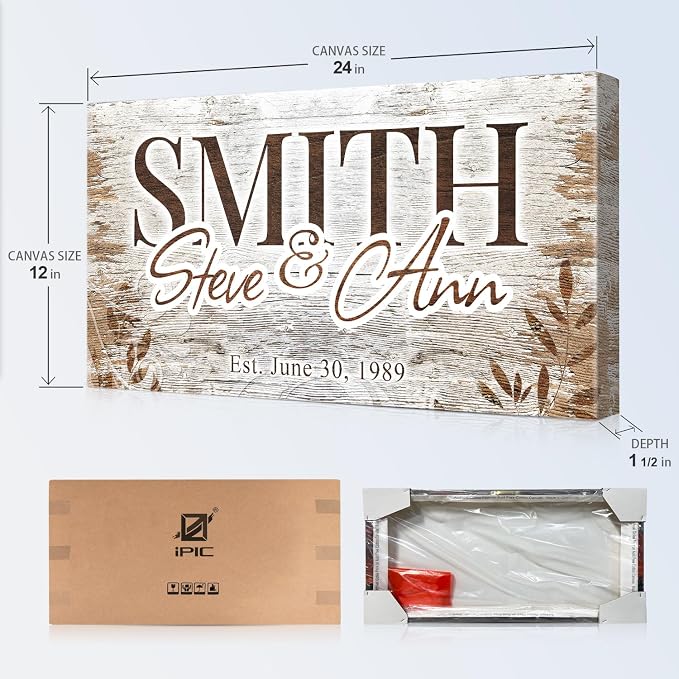 IPIC - Personalized Family Wall Art Canvas, Custom Last Name Sign, Farmhouse - Image 7