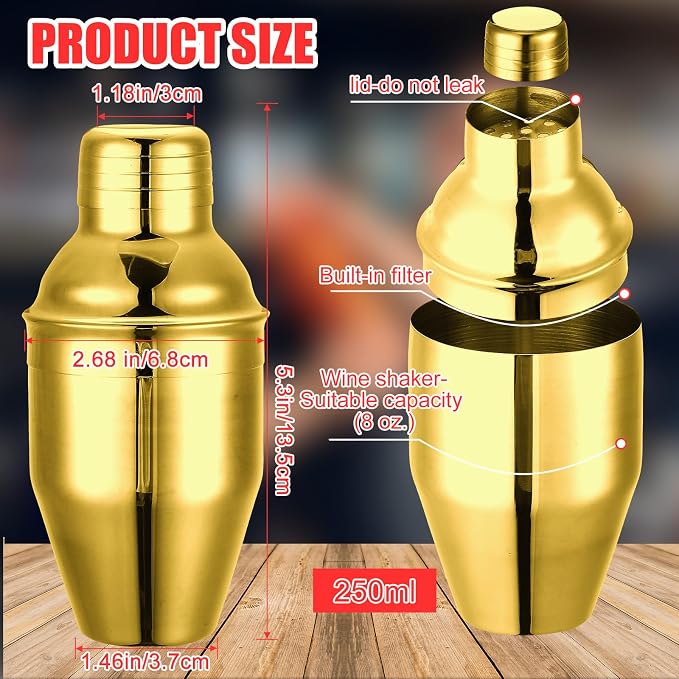 Nitial 9 Pcs Bar Cocktail Shaker Professional Stainless Steel Martini Drink - Image 2