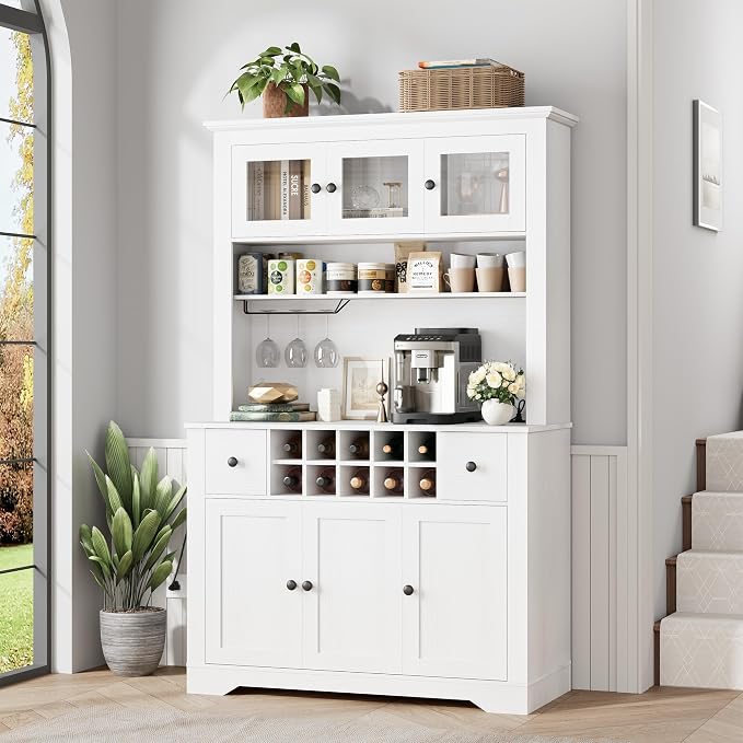 GAOMON 69" Pantry Cabinet with LED Light & Charging Station, Kitchen Pantry - Image 7