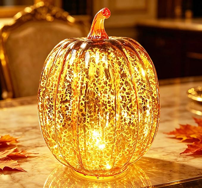Mercury Glass Pumpkin Light - Image 3
