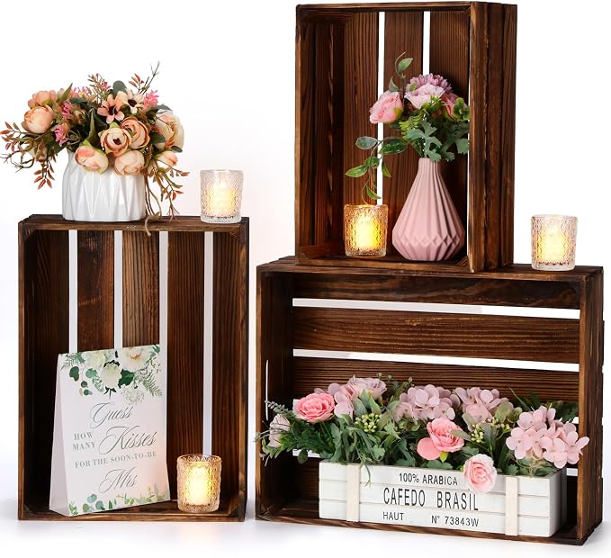 Soaoo 3 Pcs Decorative Nesting Wooden Crates by Soaoo