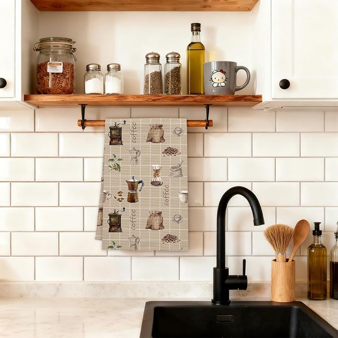 Vintage Coffee Kitchen Towels, Coffee Theme Dish Towels, Soft Absorbent Hand - Image 3