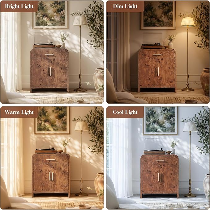 Set of 2 Curved Buffet Storage Cabinet - Image 5