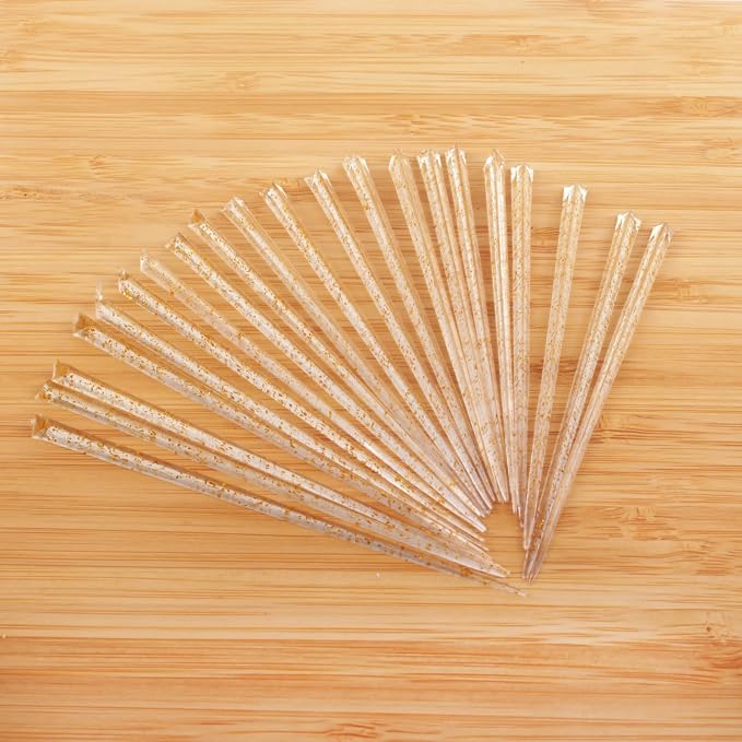 BambooMN - Triangular Appetizer Food and Drink Prism Picks - 4.5" - Gold - Image 5