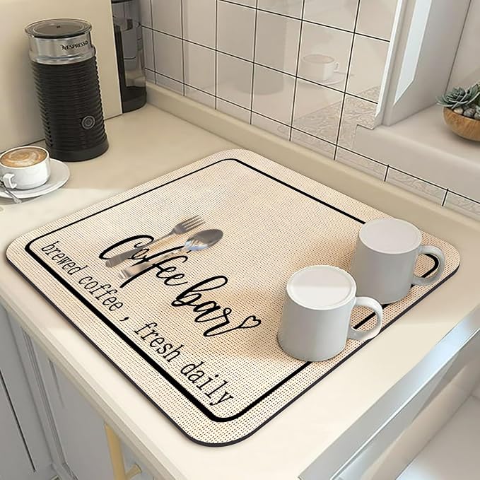Coffee Bar Mat Rubber Dish Drying Mat - Image 2