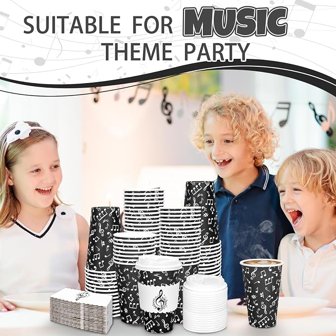 Whaline 50 Pcs Musical Notes Disposable Coffee Cups - Image 6