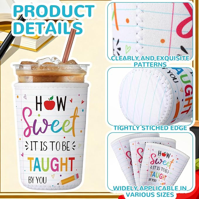 FoldTier 3 Pcs Teacher Appreciation Gifts Teachers Cup Sleeves Iced Coffee - Image 3