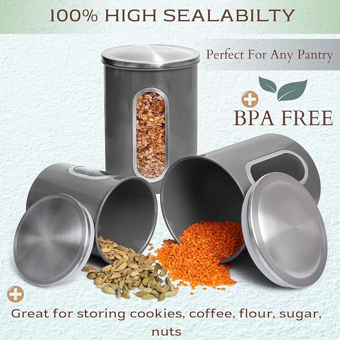Moss & Stone 3-Piece Gray Canisters Sets - Image 4