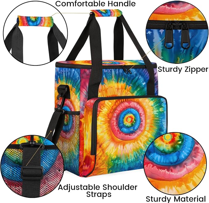 Tie Dye Colorful Rainbow Retro Coffee Maker Carring Bag, Large Insulated - Image 6