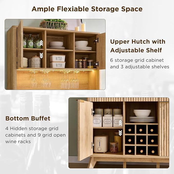 OKD 72" Tall Fluted Coffee Bar Cabinet - Image 3