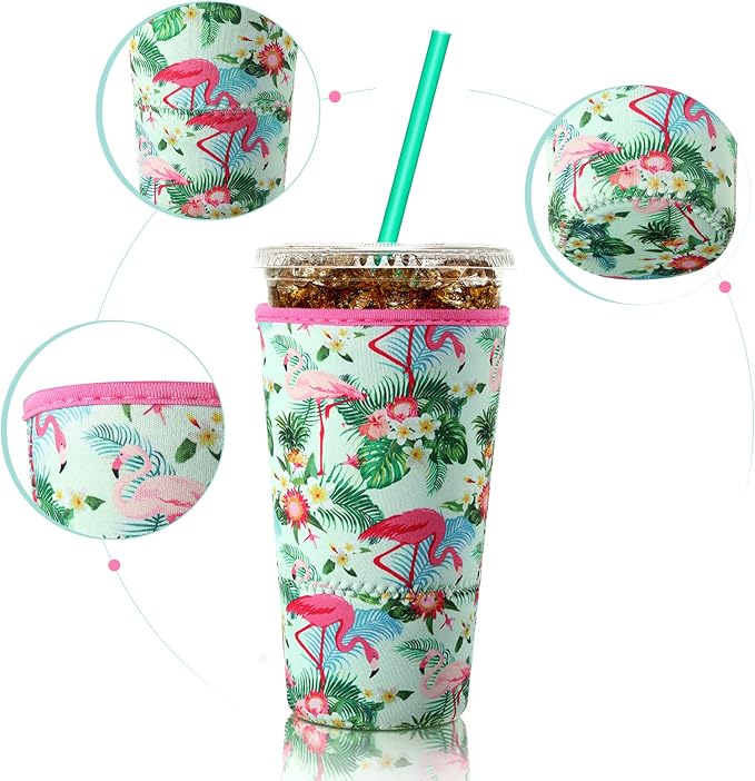 Patelai 4 Pieces Reusable Iced Coffee Sleeve Cup Insulator - Image 4