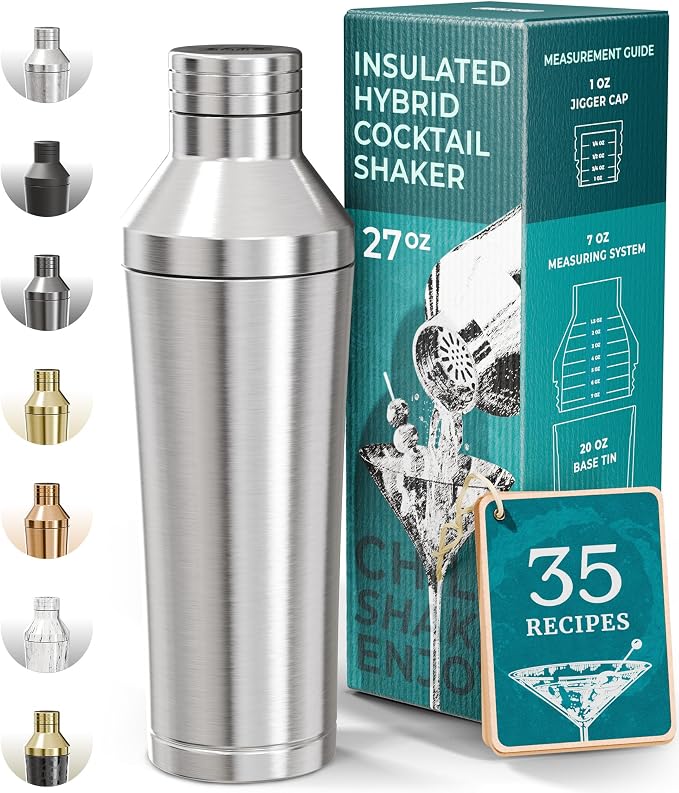 BARE BARREL Insulated Cocktail Shaker Set | Double Wall Stainless Steel | by BareBarrel
