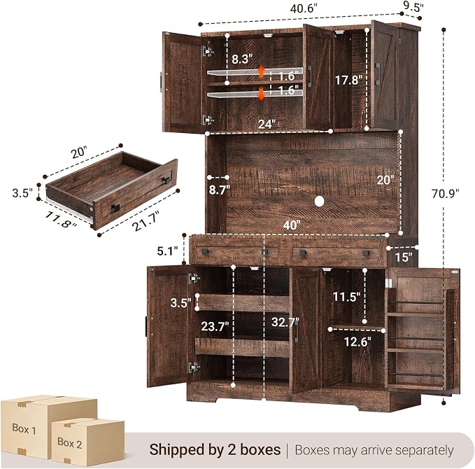 ELYKEN 71" Tall Ktchen Pantry Cabinet - Image 3