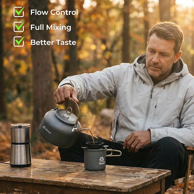 Alocs 2.3L Camping Coffee Pot Outdoor Coffee Maker Set, Hard Anodized Aluminum - Image 5