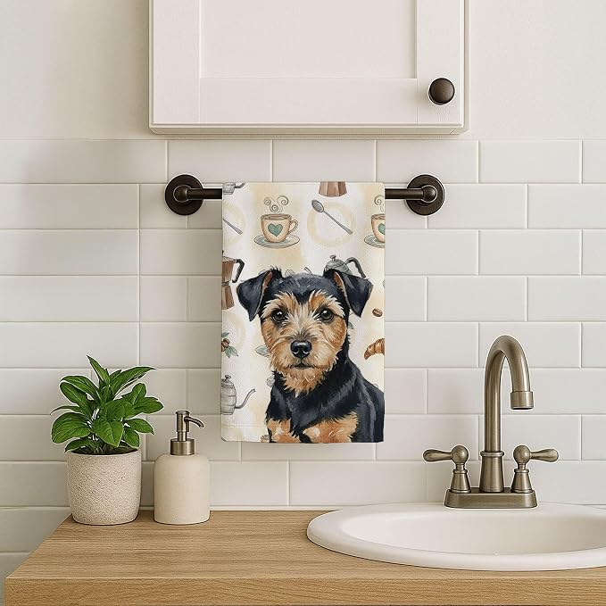 Caroline's Treasures Black and Tan Norfolk Terrier Coffee Bar Kitchen Towel - Image 7