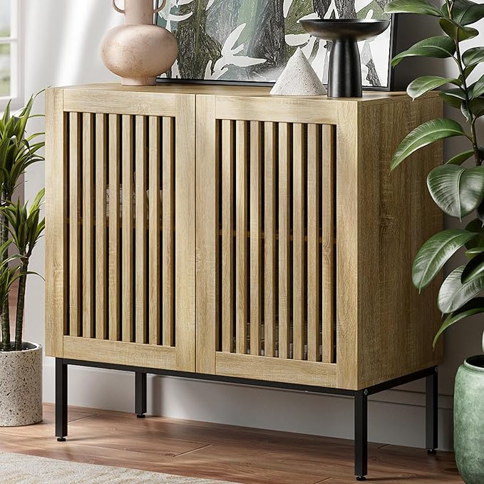 BVIUNTWO Buffet Cabinet with Storage, 31.5" Farmhouse Console Table with Metal - Image 3