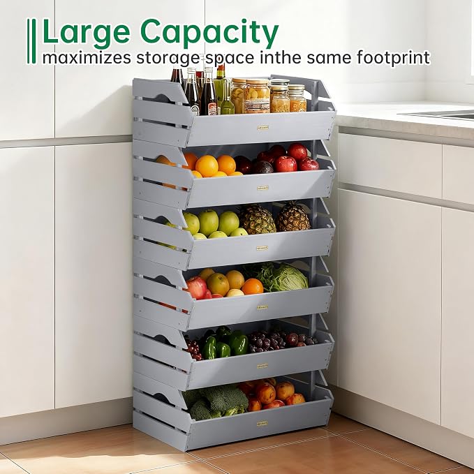 HABAU Set of 3 Large Rustic Wooden Crates, Stackable Storage Basket - Image 9