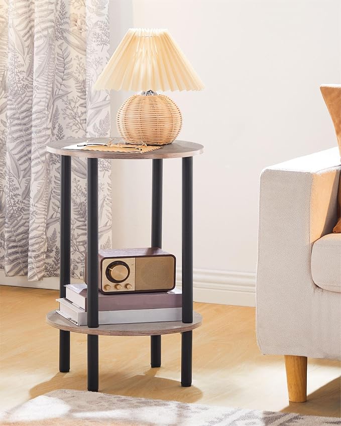 CHOEZON Side Table Set of 2, Round End Table, 2-Tier Small Nightstand - Image 5