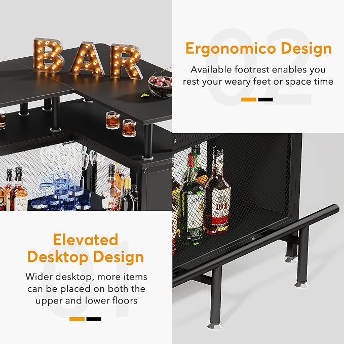 Tribesigns Home Bar Unit, L-Shaped Bar Table - Image 6