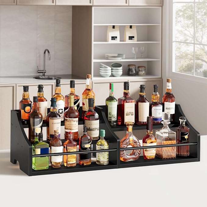 FAVOOSTY 5 Tier Countertop Liquor Bottle Display Shelf Organizer, Retro - Image 4
