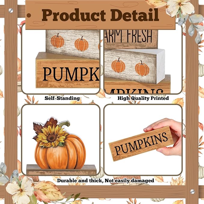 Lineshading 4 Pcs Fall Pumpkin Decor Fall Table Decoration Thanksgiving Tiered - Image 5