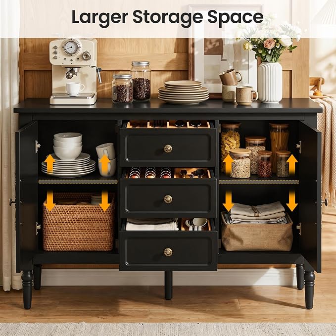 RoyalCraft Buffet Cabinet with 2 Doors & 3 Drawers, Vintage Sideboard with - Image 3